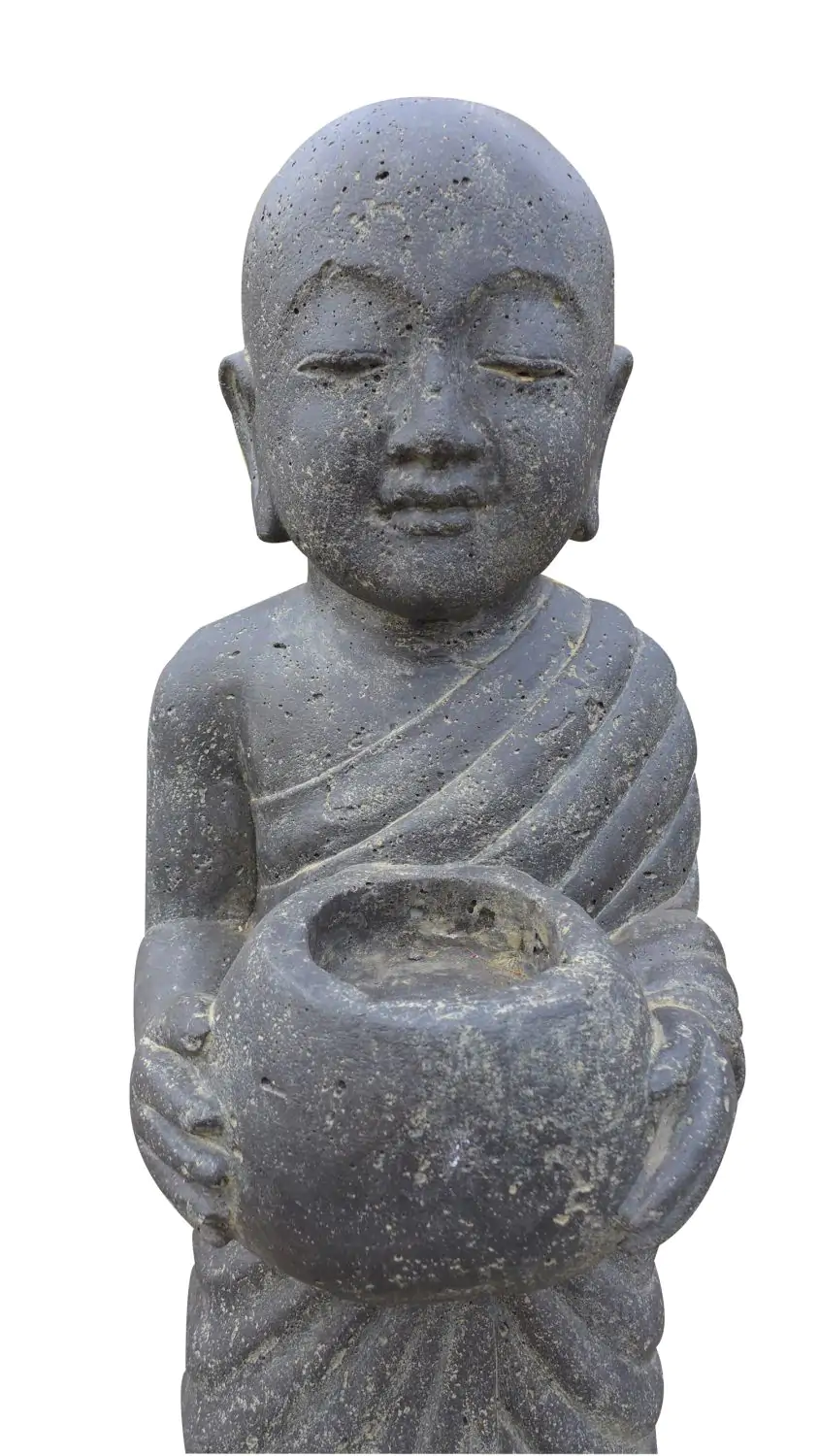  Product image 4 of the product “Standing monk with bowl, 60 cm height, cast stone, handcrafted & coloured ”
